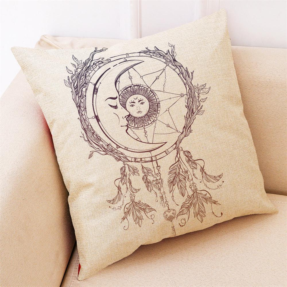 Home Decor Cushion Cover Sun Moon Pattern Throw Pillowcase Pillow Covers For Car