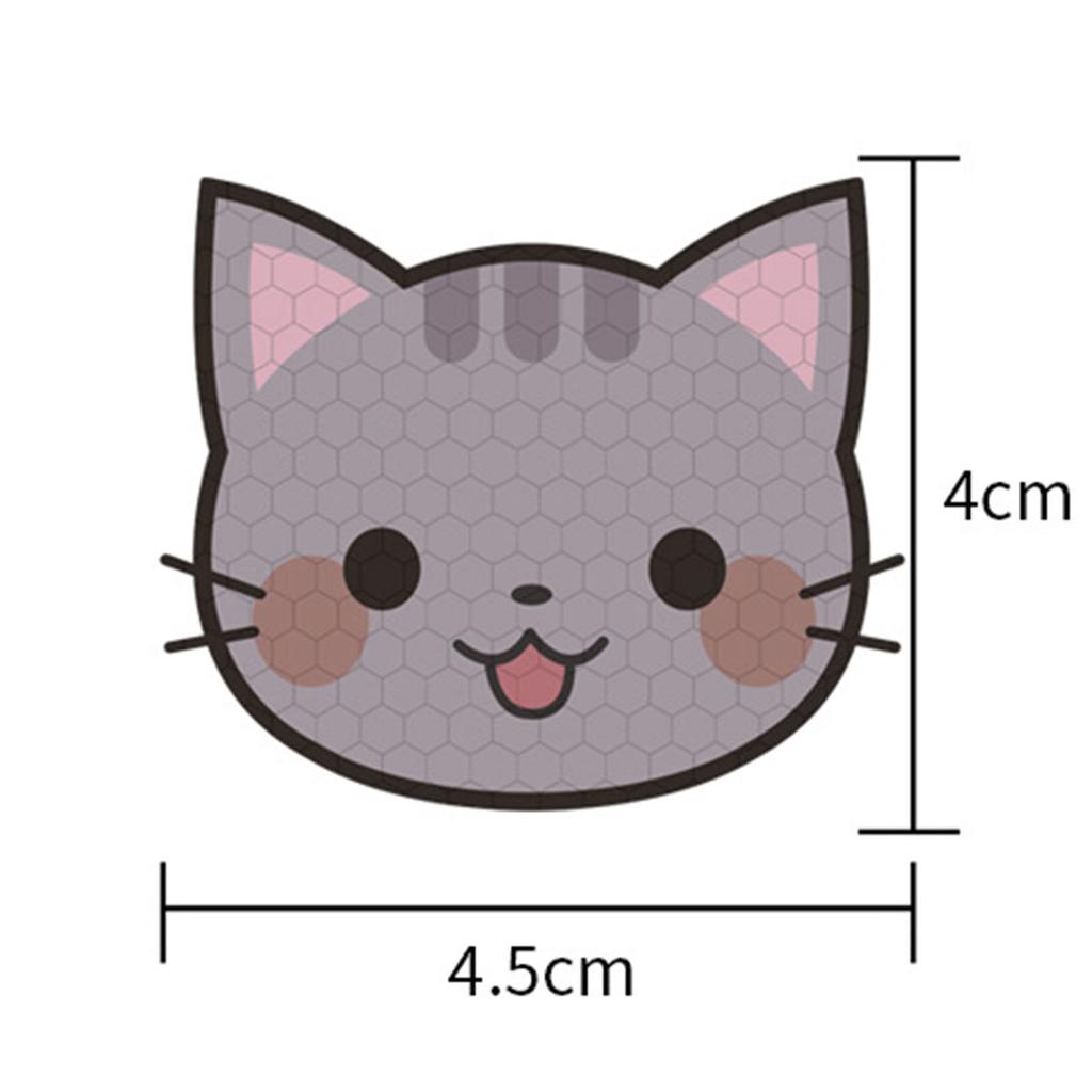 10pcs Pegatinas Reflectantes para Coche Creativo Dibujo Animado Elemento Animal Luminoso Pegatina para Coche Lindo Cabeza de Gato Decoración Pegatina Para Coche