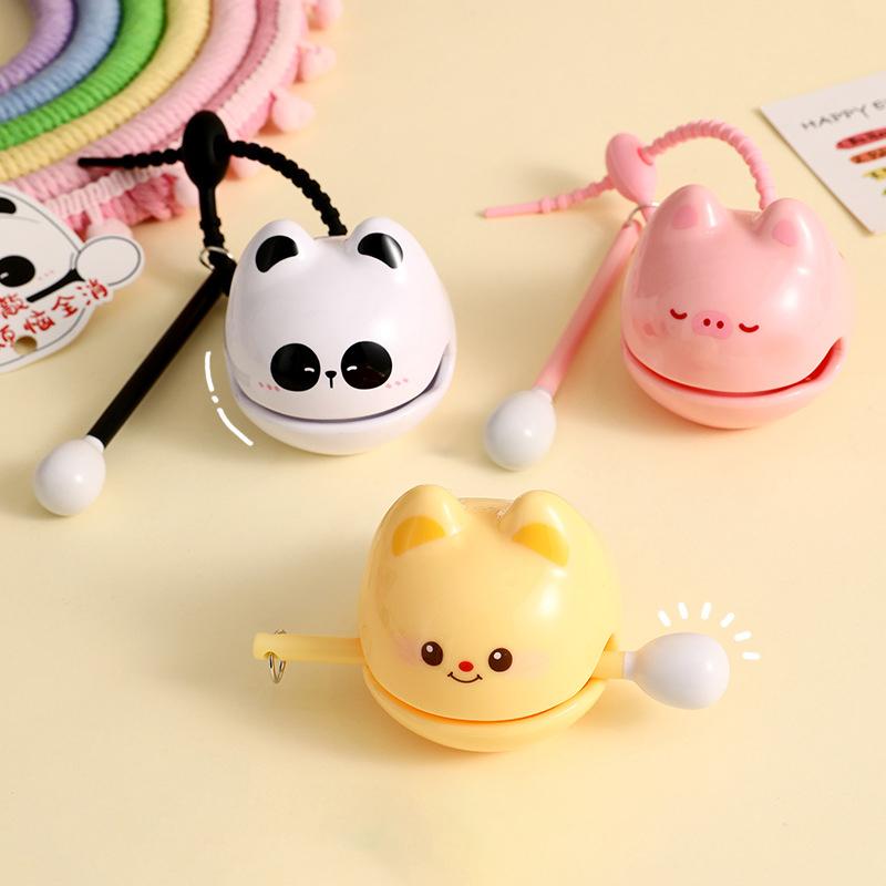 Creative Animal Shape Small Wooden Fish Keychain Funny Cartoon Wooden Fish Percussion Keychain Backpack Decoration Gifts