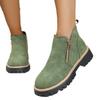 Women's Wide Width Round Toe Ankle Boots, Side Zipper Chunky Heel Martin Boots, Autumn Winter Short Boots for Women