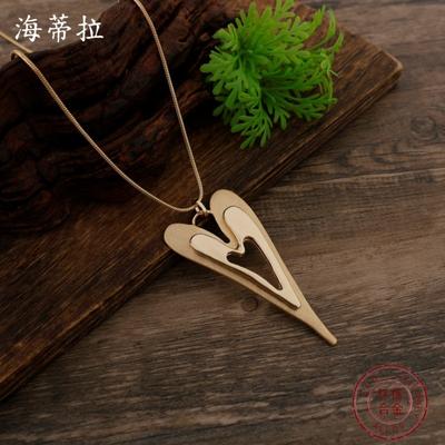 New Hollow Brushed Love Long Pendant, Women's Simple and Advanced Autumn and Winter Double-layer Heart-shaped Long Necklace
