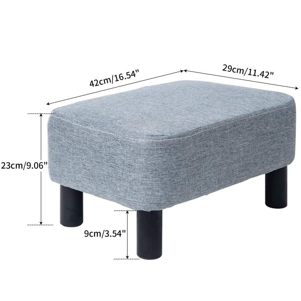 IBUYKE Ottoman Stool, Small Footstool, Rectangular Chair with Legs, Non-Slip, Square, Light Blue, RF-BD214