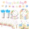 Floral Butterfly Birthday Party Tableware Set