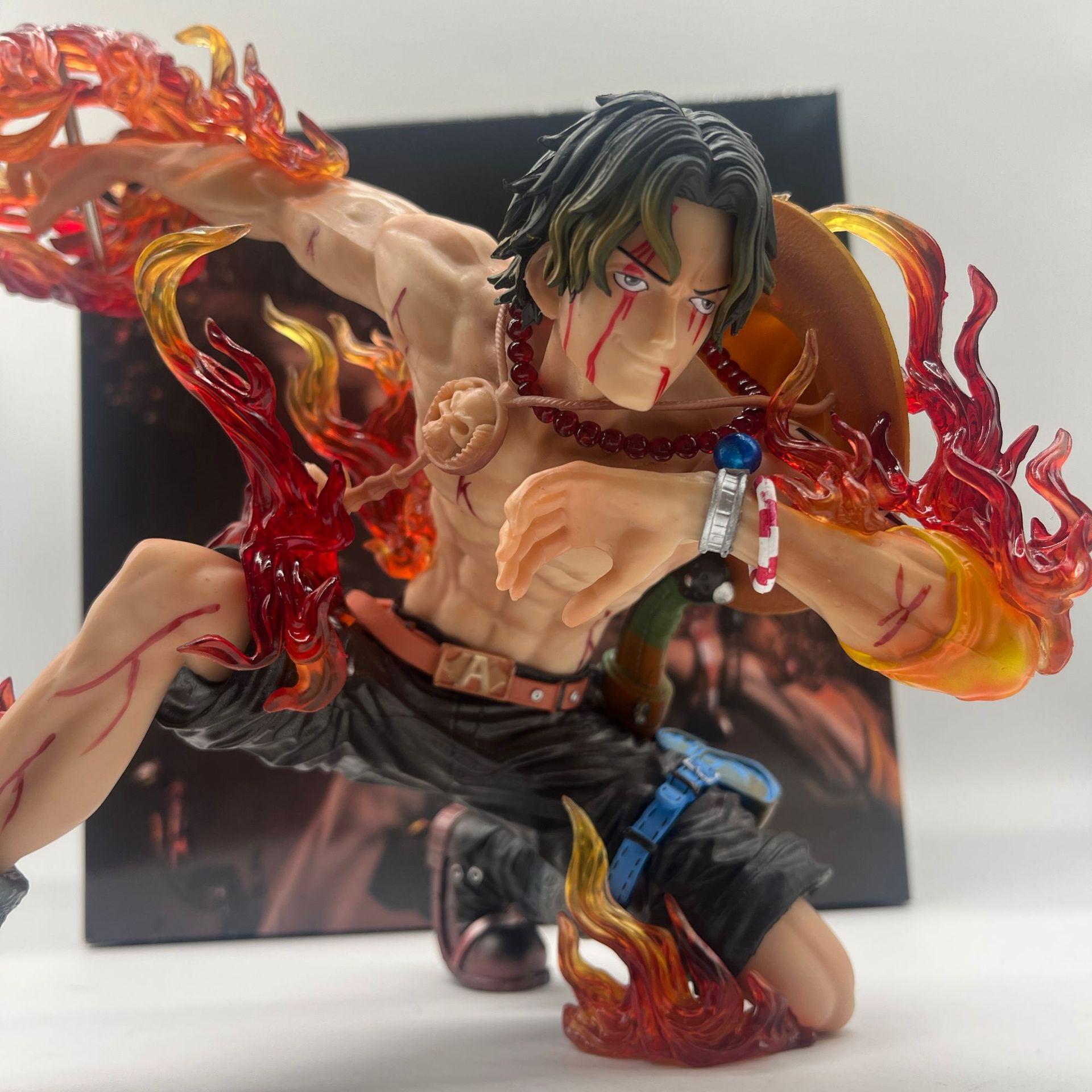 

One Piece Anime Fireball Ace Battle Model Scene PVC Action Character Statue Children Birthday Toy Doll Decoration Gift