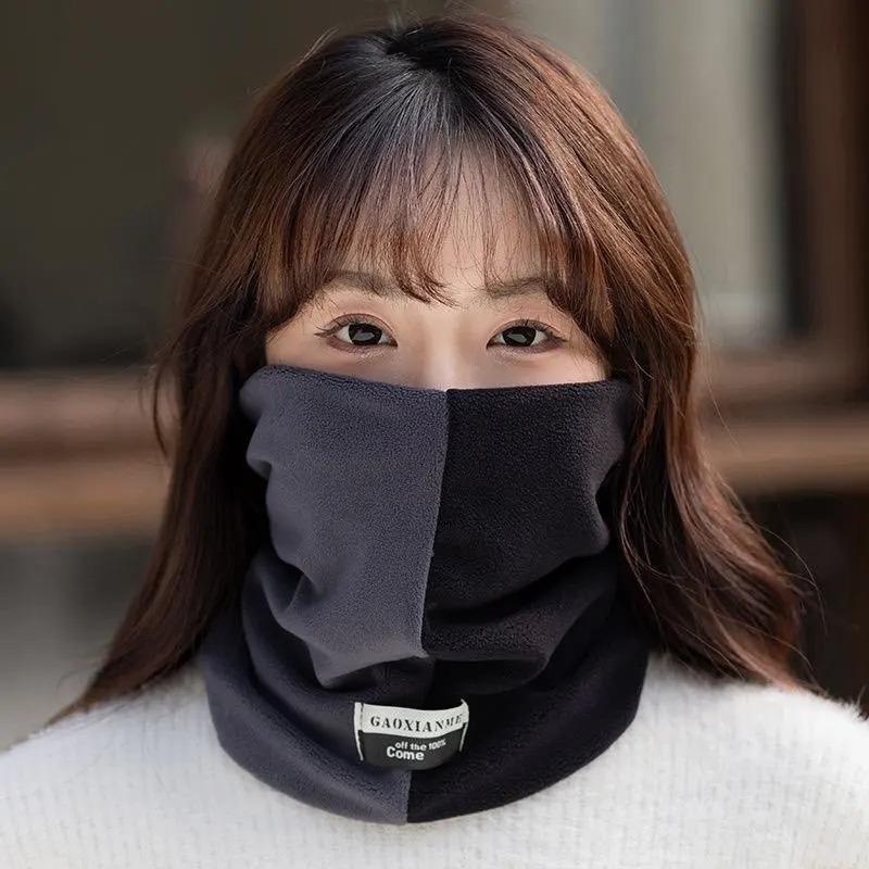Womens Thickened Winter Neck Warmer Scarf Face Cover Mask Windproof Fleece Lined for Cold Weather Cycling Protection