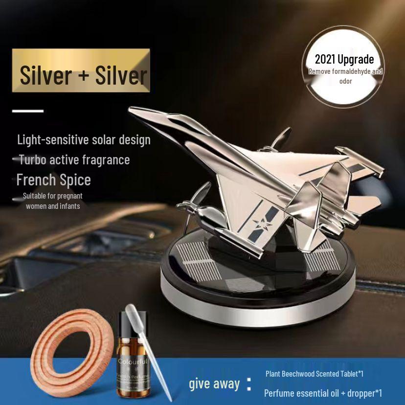 Solar-Powered Airplane Car Perfume - Innovative Men's Car Ornament for Center Console