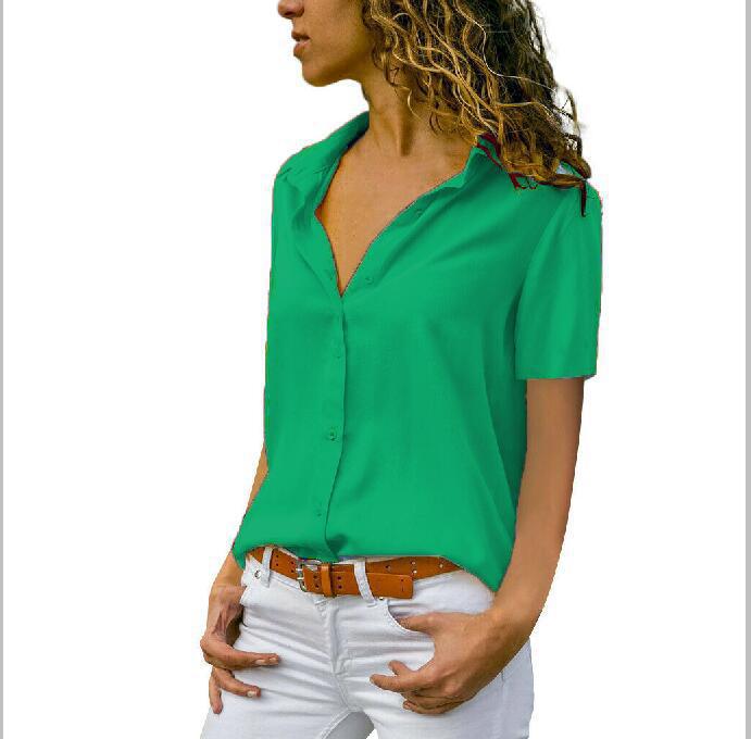 Solid Color Women's Short Sleeve Shirt