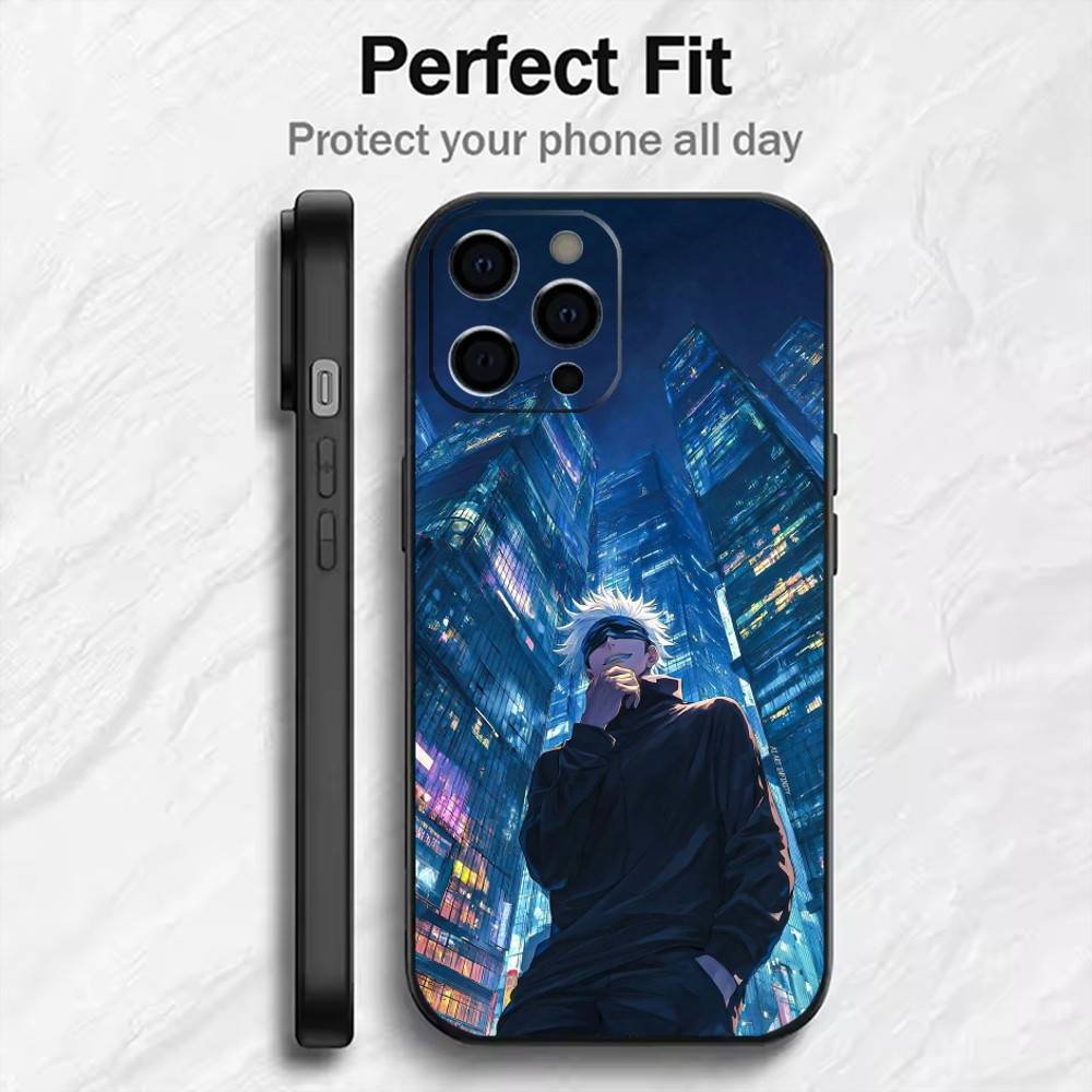 Hot-Blood Gojo Satoru J-Jujutsu Kaisen Phone Case For iPhone17,16,15,14,13,12 Plus,Max Soft Silicone Black Cover