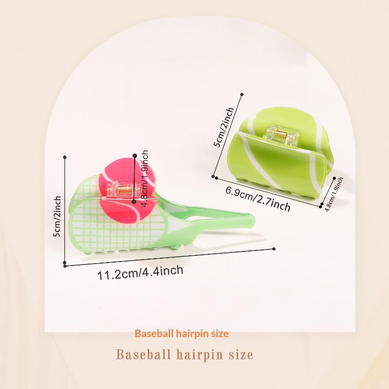 Acetic Acid Tennis Racket Design Hair Caw Shark Clip, Fashionable Headwear Accessory For Girls