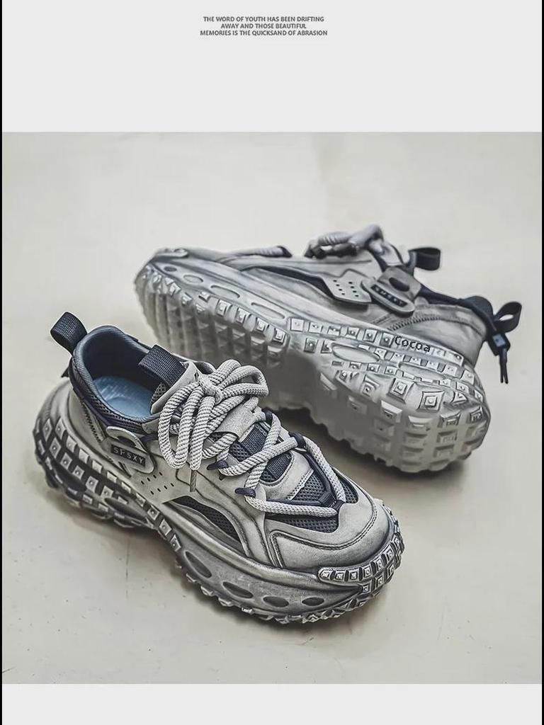 Putian Men's Trendy Summer Breathable Height-Enhancing Dad Shoes with Tire Sole