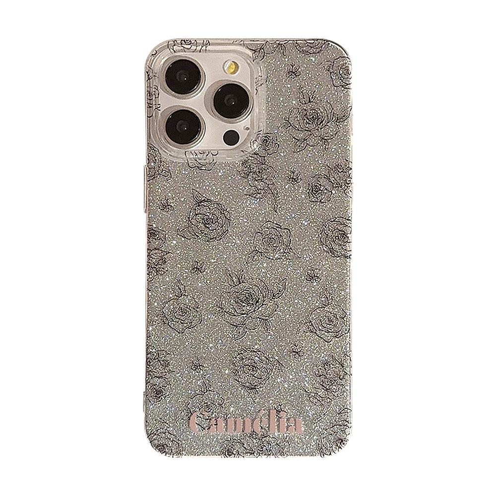Glitter Rose Iphone16 Mobile Phone Case 14 Retro Art Style 15 Promax Silicone 13 Suitable for 1112