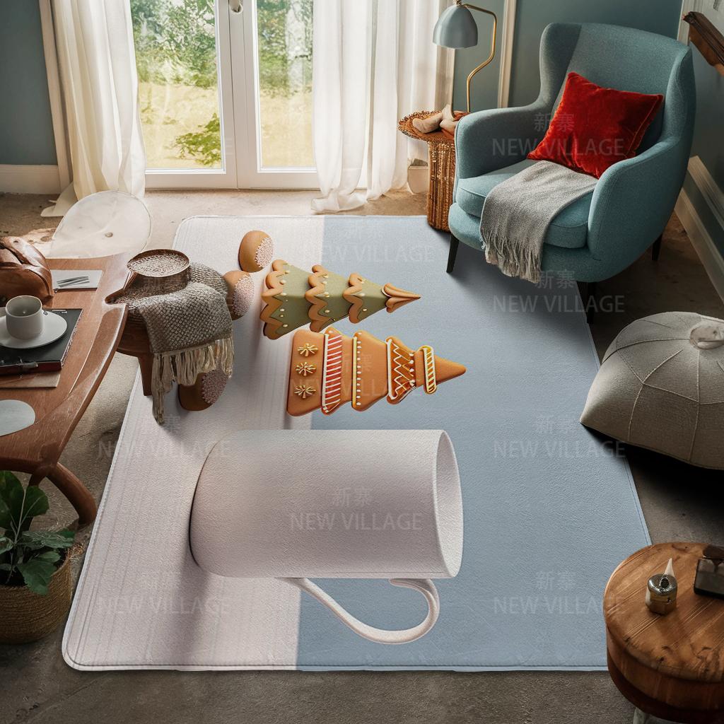 House Entrance Carpet Home Door Mat Living Room Bath Foot Bathroom Non-slip Water Absorption Rugs Bath Merry Christmas Winter