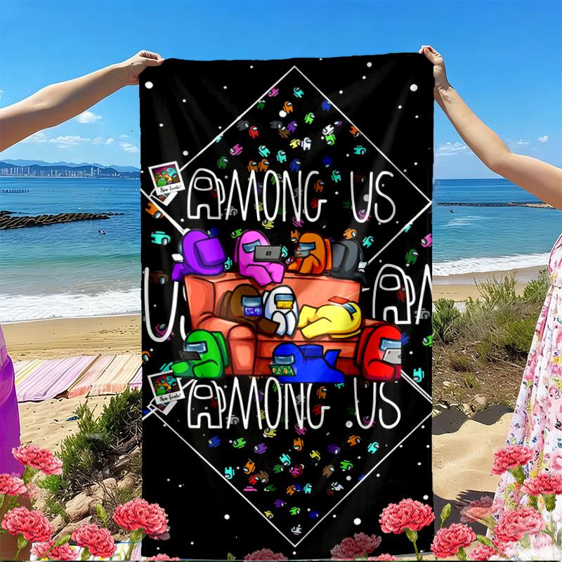 Among Us Print Beach Towel, Versatile Lightweight Absorbent Beach Towel for Pool Surf Yoga Bathroom, Perfect Birthday Holiday Gift