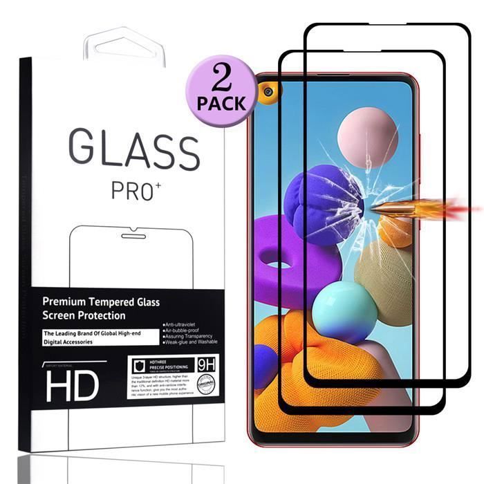 Protecteur d'écran - samsung - galaxy a21s - verre trempé - couverture complète - 2 pc