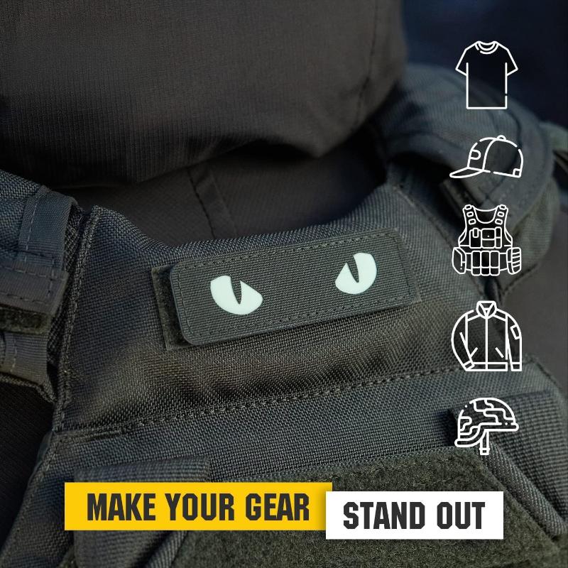 Military Morale Embroidered Patches Cat Eyes Patches Tactical Motorcycle Biker Tags Hook And Loop Badge Emblem For Backpack