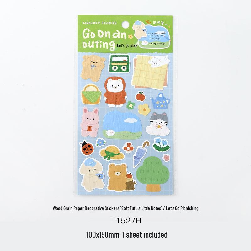 Letter Lover Japanese Grain Paper Decorative Stickers: Soft Fufu Notes & Illustrations
