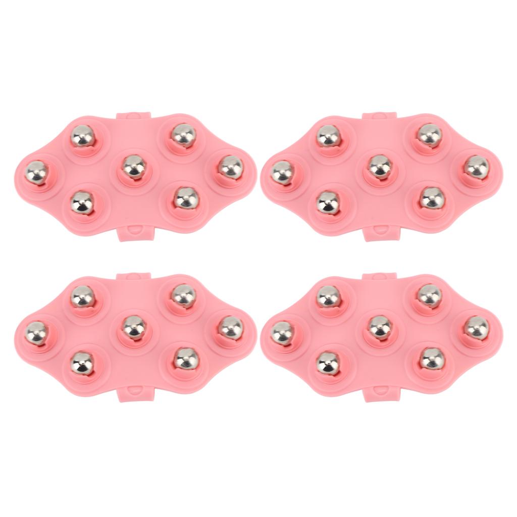 4pcs Palm Shaped Massage Glove Manual Glove Massager with 7 Roller Balls for Body Massage