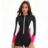 Long Sleeve Color Block Swimsuit Women's Conservative Sunscreen Surfsuit Boxer Tight Swimsuit