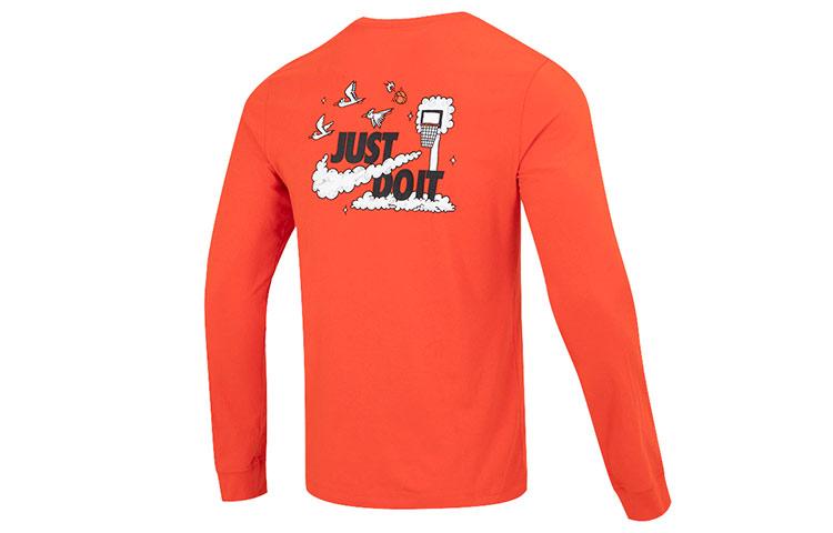 Nike T Shirts Men s Orange Red Crew Neck Moderate Straight Fit DZ2696-633 S