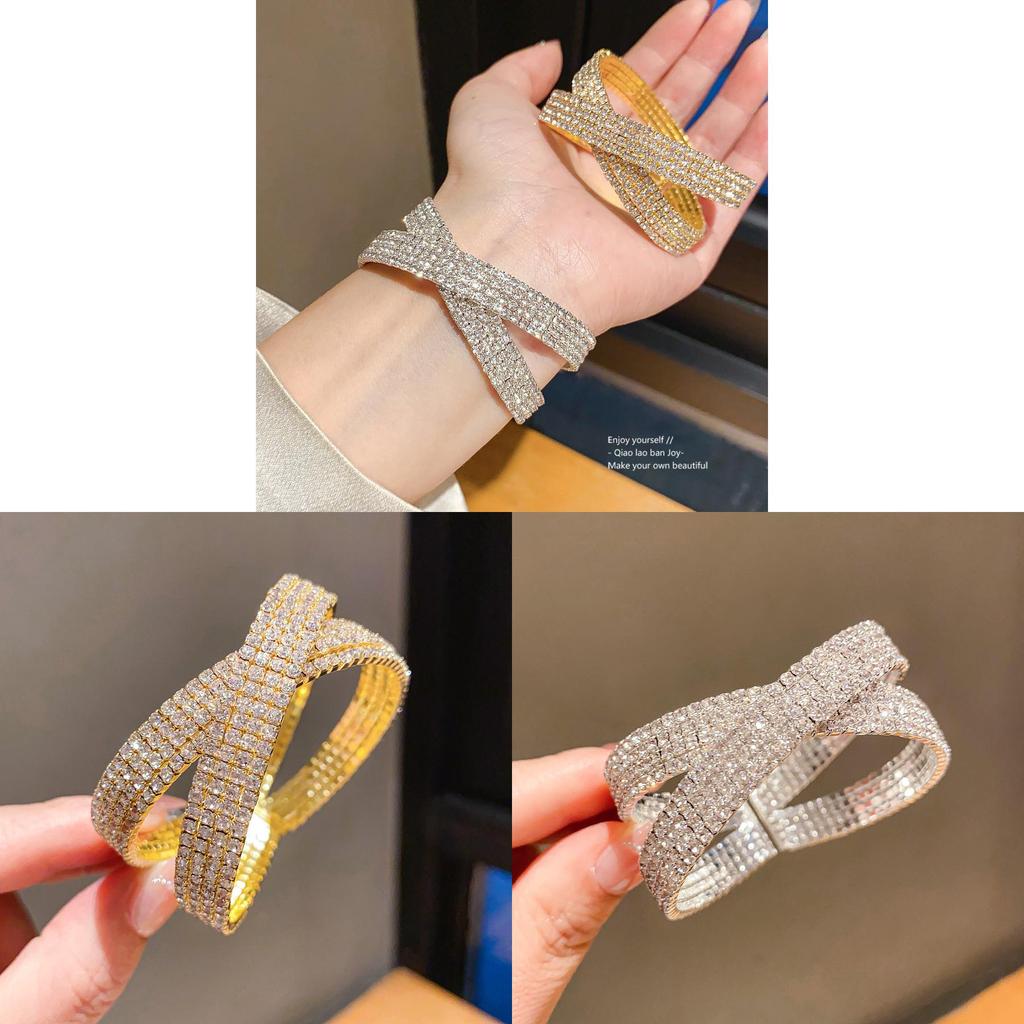 Modern Geometric Metal Bracelets With Sparkling Embellishments For Daily Wear