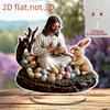 Bohemian Style Jesus And Rabbit Tabletop Decor Easter Themed Design Ornaments Hope And Happiness Office Caf É Decor