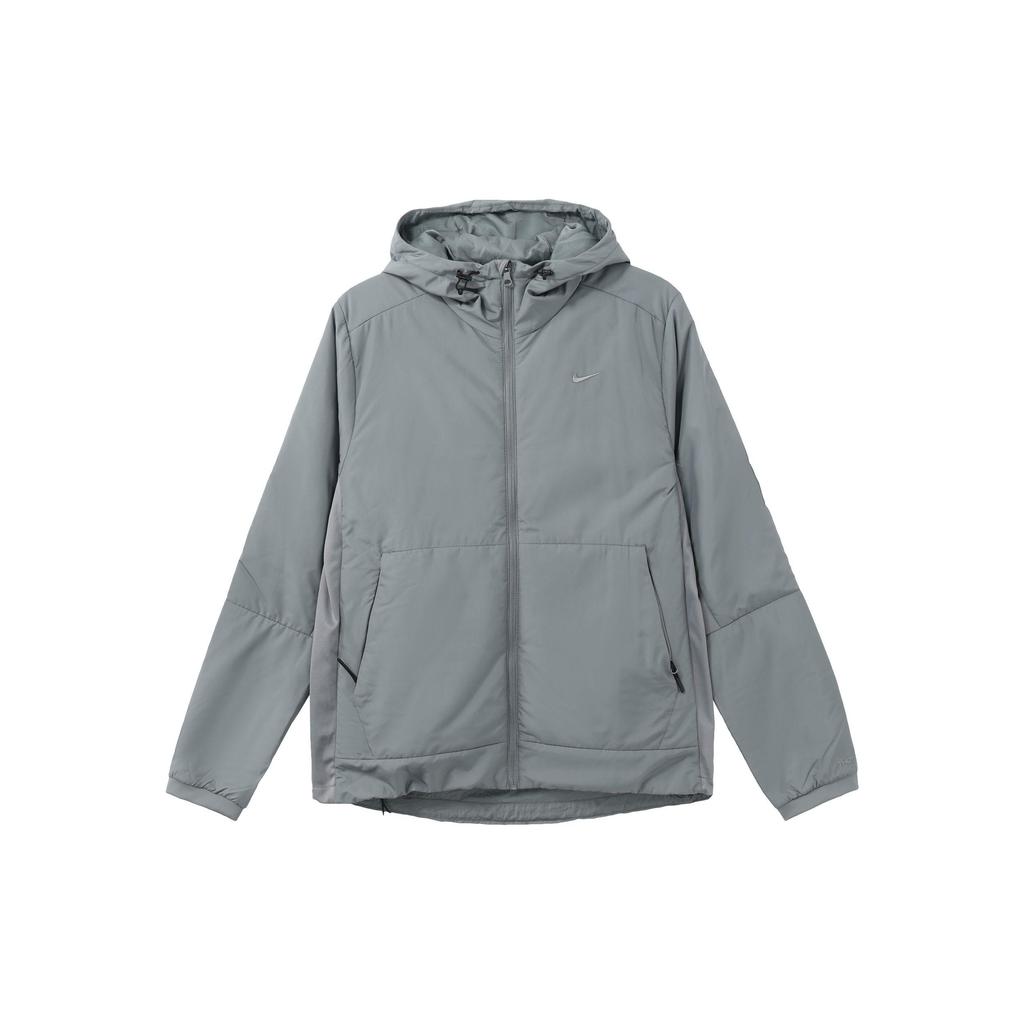 Nike Neomezená Therma-FIT Jednobarevná Ležérní Běžecká Hřejivá Bunda s Kapucí Pánská Bunda Kouřově Šedá FB7545-084