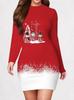Women's Long Sleeved Tight Fitting Dress, 3D Christmas Party Mini Dress Vestidos De Mujer