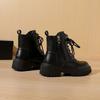 Thick-soled Martin boots women's British style autumn new side zipper small round head low-top short boots