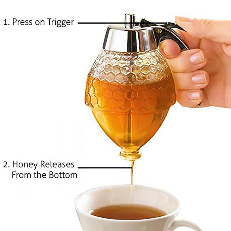 1PC Acrylic Honey Dispenser Container Portable Squeeze Bottle Anti-Drip Honey Jar Juice Dispenser Honey Drain Pot Kitchen Tools