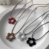 Simple Flower Long Rope Necklace Women Hollow Flower Pendant Necklace Adjustable Knot Sweater Chain Party Wedding  Gifts