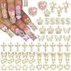 Vintage Gold Alloy Nail Art Set with Butterfly, Star, and Rose Floral Designs