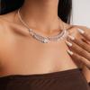 Shining Bridal Tassel Necklaces Crystal Neck Chain Choker Water Drop Rhinestone Jewelry  Women