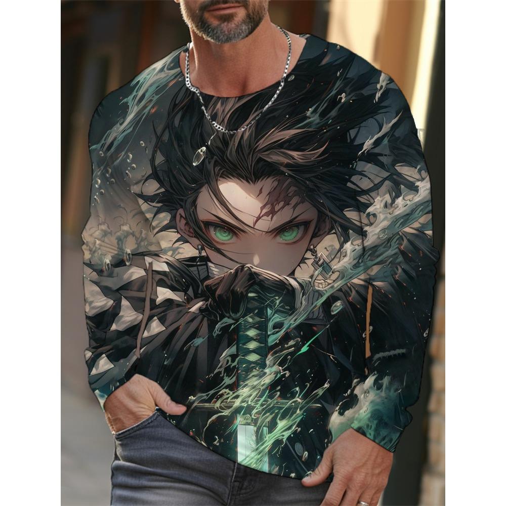 

Мужская футболка с длинным рукавом 3D-печать Аниме-принт Мужская футболка с длинным рукавом Осенние топы 5XL