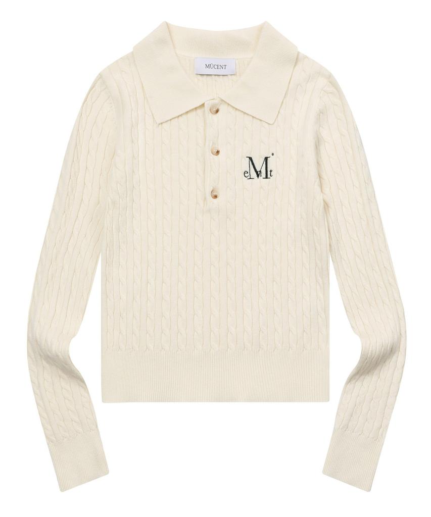 MUCENT Le Melo Collared Button Crop Knit (3 Colors)