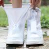 Rain Cover Adult Thick Sole Middle Tube PVC Rain Shoe Cover Anti Slip Wear Resistant Non Wet Shoes Reusable White Edging