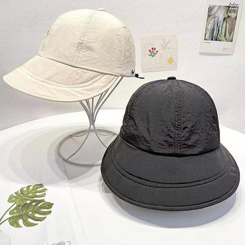 Fashion Solid Color Duckbill Hat for Women Summer Quick Drying Drawstring Wide Brim Sunshade Cap Girl Casual Outdoor Hat