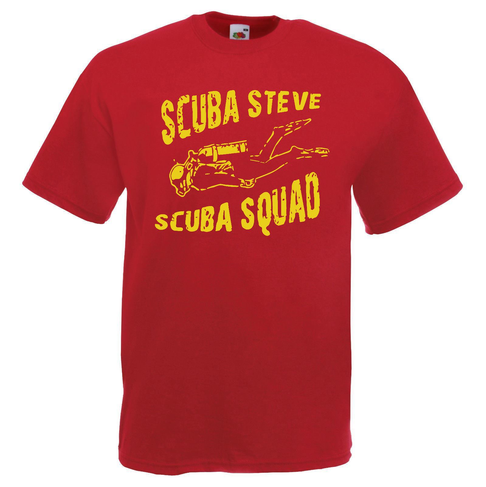 Adults Scuba Steve Scuba Squad Padi Diving Deep Sea Diver Unisex Red TShirt S