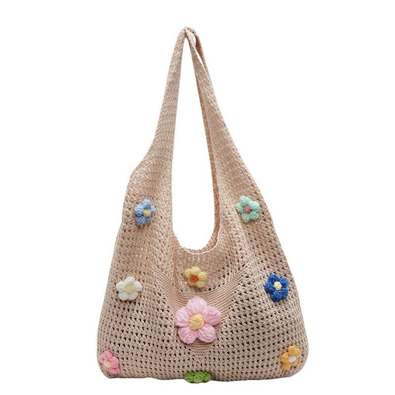 

Lazy wind bag women s new trendy fashion knitted shoulder bag large capacity tote bag beach vacation bag хакі