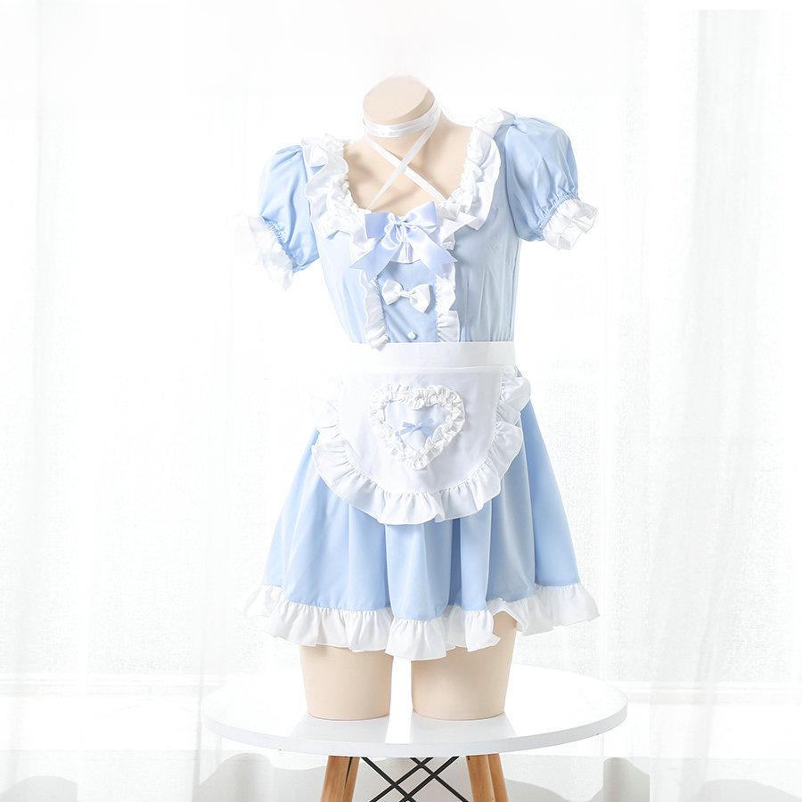 Japonské lolita šaty pro služebnou s ramínky na krk