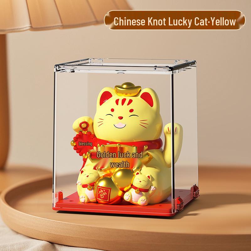 Solar Mini Waving Cat Model - Automatic Shaking Hand Ornament for Office, Desk, Car, or Gift