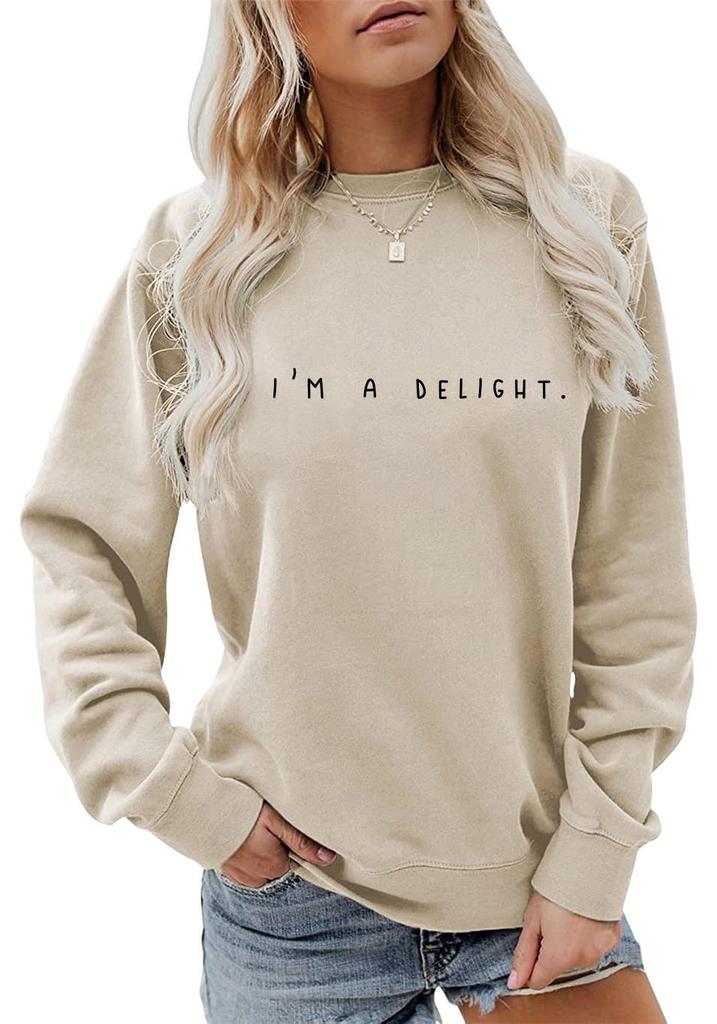 European and American Delight Long Sleeve Round Neck Hoodie 