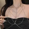 Sexy Silver Body Chain Multilayer Bikini Chest Chain Body Jewelry Rhinestone Bust Chain  Nightclubs