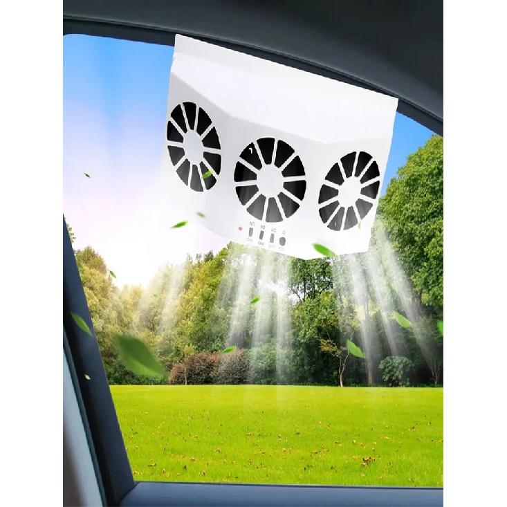 Summer solar-powered dual-fan car window windshield car ventilation outlet ventilation cooling air conditioning exhaust