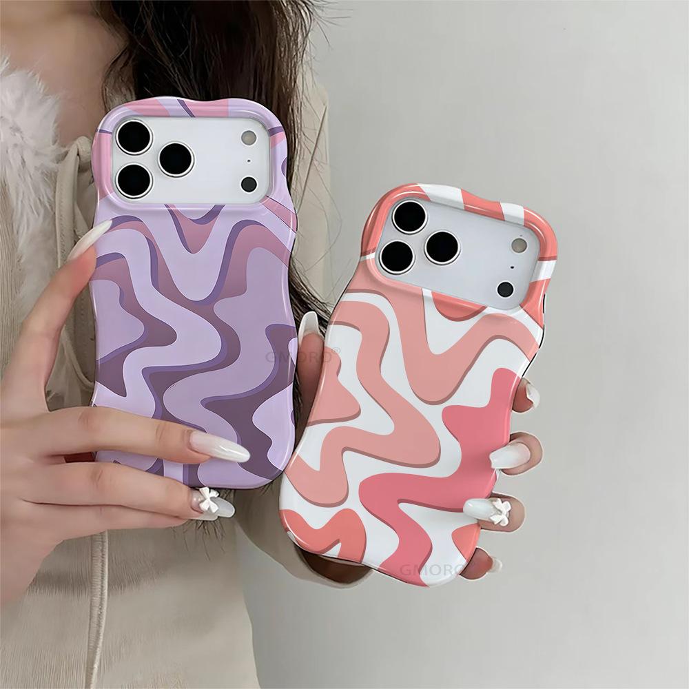 TEMU Hot-selling Wave Frame Morandi Wave Pattern Mobile Phone Case iPhone17promax Case