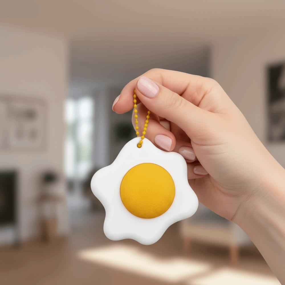 Simulation Fidget Keychain 3D Printed Finger Button Pendant Fried Egg Pendant Teens Adult
