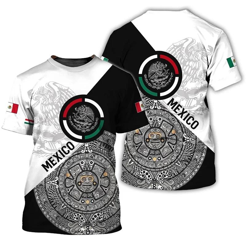 3D printed Mexican flag men s T-shirt Mexican pattern T-shirt Summer fashionable round-neck top Good morning Koruku T-shirt 3XL