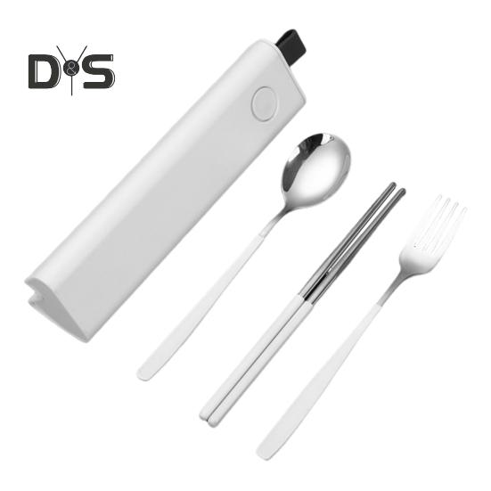 Travel Utensil Set Stainless Steel Fork And Spoon with Case Portable Tableware Set Smooth Edge Flatware Set for Office School Camping