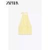Zaprha 2025 New Arrival Beautiful Silk Satin Stylish Textured Halter Backless Tops Silm Outwear 3359920