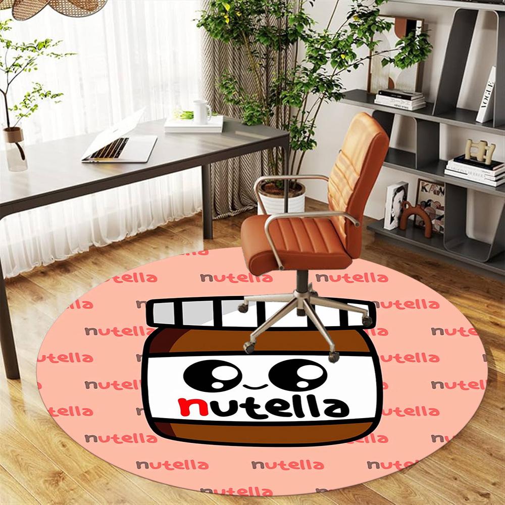 1pc Nutella Round Chair mat Area Rug - Non-Slip, Floor Mat for Office, Bedroom, home decor Christmas Gift p0811209