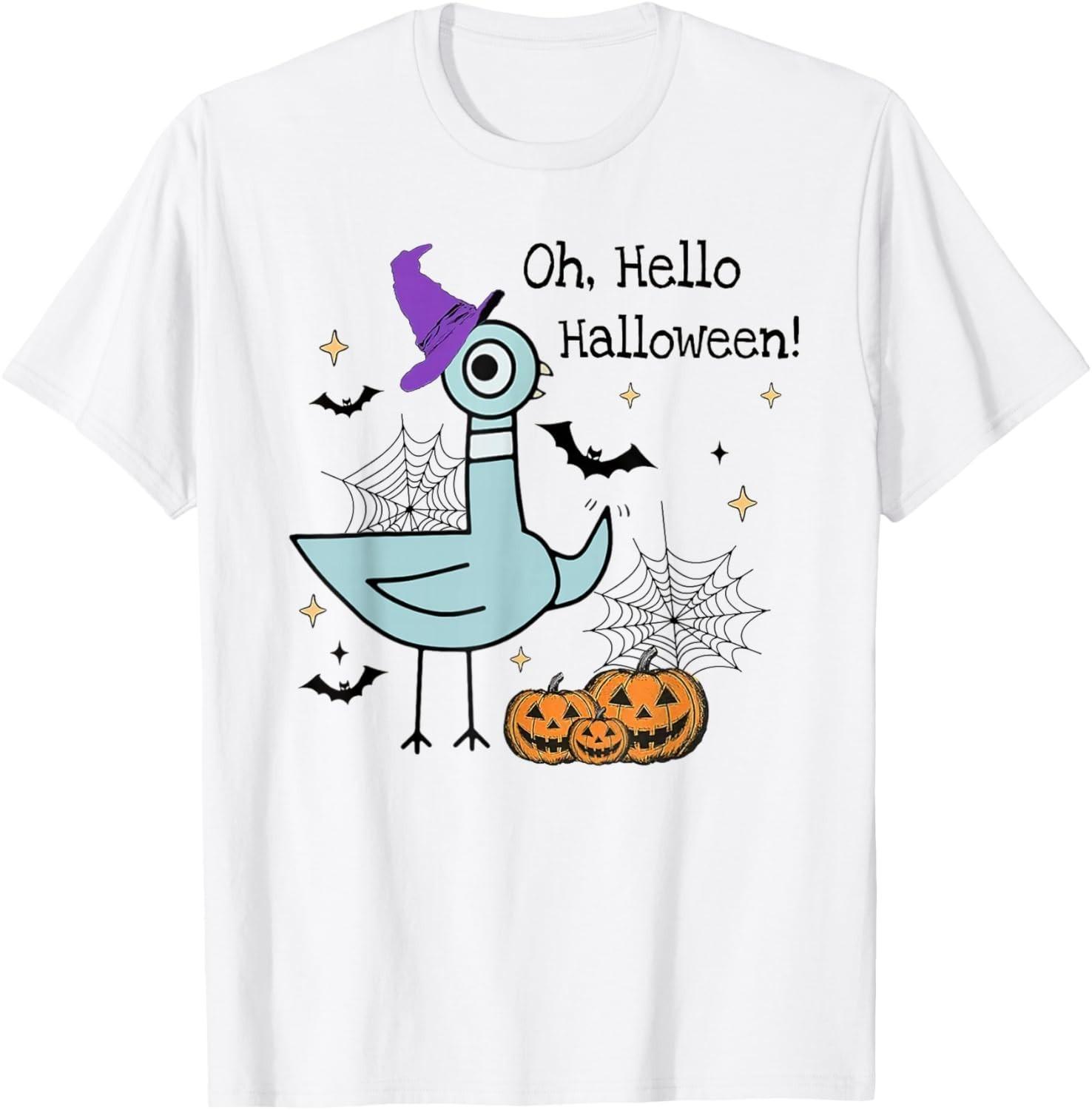 Oh, Hello Halloween Pigeon Shirt Spooky Season Teachers unisex T-Shirt Mens Womens Tees Top XL